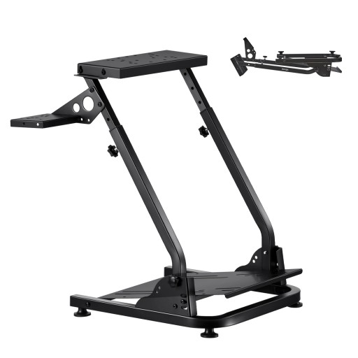 Standaard voor racestuur met verstelbare hoogte 66–82 cm en afmetingen 66,5×60,5 cm, metalen zwart voor simulators
