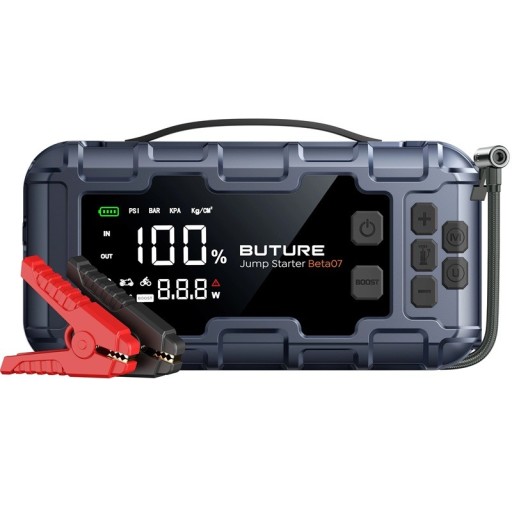 Startbatteri powerbank 6000A BUTURE Beta07 Kompressor 160 PSI Powerbank 45W Hurtig opladning LED 600 lm Smart display Auto Moto SUV