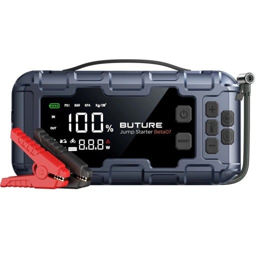 Startovacia powerbanka 6000A BUTURE Beta07 Kompresor 160 PSI Powerbanka 45W Rýchle nabíjanie LED 600 lm Smart displej Auto Moto SUV