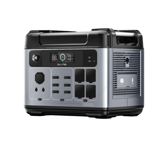 Stație de încărcare portabilă OUKITEL P2001E Plus 2400 W capacitate 2048 Wh baterie LiFePO4 13 prize IP54 neagră pentru camping și rezervă acasă