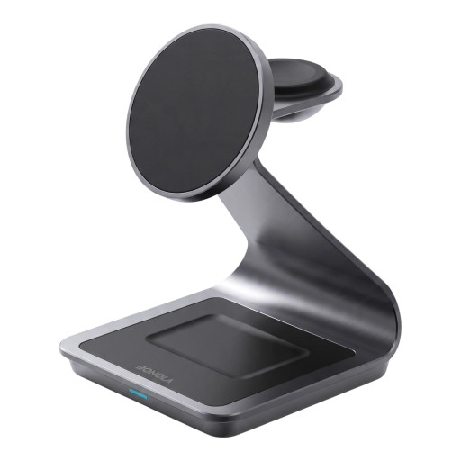 Stație de încărcare wireless magnetică 3 în 1 Bonola Pro pentru telefon Samsung Galaxy, Watch și Buds 15 W Aluminiu Negru Suport de birou