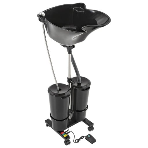 Stație de spălare portabilă pentru păr cu 2 găleți înălțime ajustabilă 105–140 cm 2×10 l mobilă