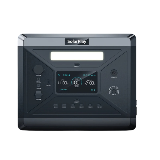 Stație electrică portabilă, generator solar LiFePO4 de 2160 Wh, priză UE, peste 3500 de cicluri, încărcare rapidă, UPS, BMS, lumină LED, 4 ieșiri AC 6 ieșiri USB XT60 DC