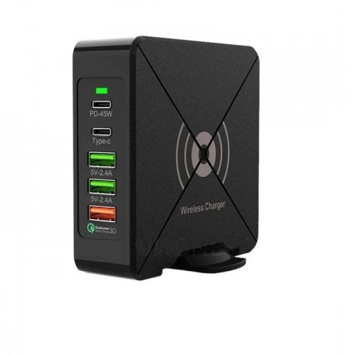 Station de charge avec chargement sans fil 5 ports