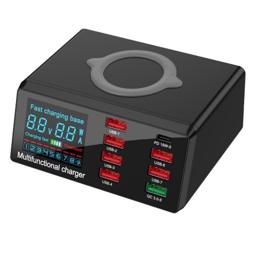 Station de charge sans fil combinée 8 ports