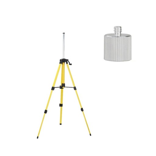Stativ für Laserwasserwaage mit ausziehbarem Mittelsteg bis zu einer Höhe von 120 cm mit Adapter 5/8 und 1/4 Zoll in Gelb-Schwarz für Messtechnik und Kamera