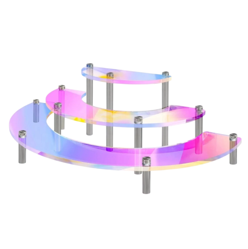 Stativo acrilico arcobaleno a 3 livelli organizzatore per figurine profumi gioielli mensola decorativa per oggetti da collezione e esposizione