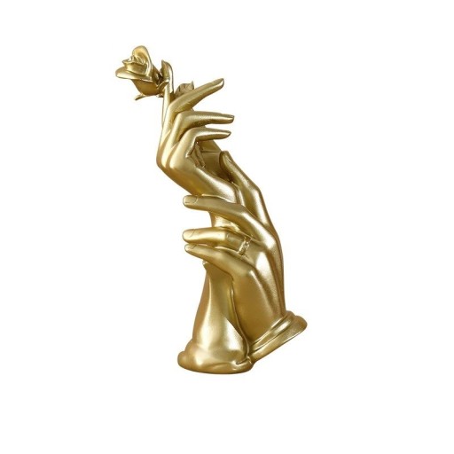Statue af en hånd med en rose 30 cm