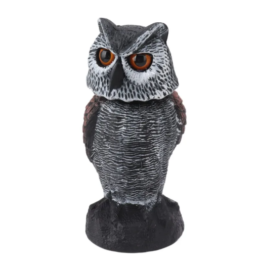 Statuie bufniță din plastic 26,5 x 13 cm Decorațiune anti-păsări Cap scuturat Repelent realist pentru porumbei Sperietoare de păsări de grădină