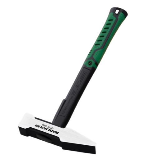 Stavební kladivo s plochou hlavou 200 g délka 27,8 cm ocelová hlava plastová rukojeť černo zelené s hrotem pro montážní práce