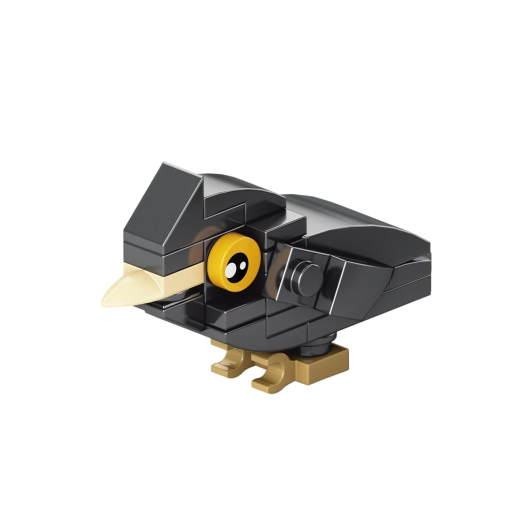 Stavebnice černý pták 3,6 x 6,5 x 3 cm 28 dílků Mini ptáček s výrazným okem a světlým zobákem Roztomilý model pro dekoraci a kreativní tvoření