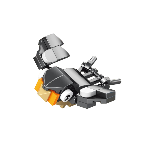 Stavebnice černý pták 3 x 6,5 x 6 cm 36 dílků Mini pták s roztaženými křídly Roztomilý model pro dekoraci a kreativní tvoření