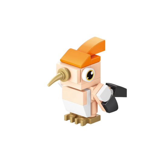 Stavebnice oranžový pták 5 x 6,5 x 3,2 cm 31 dílků Mini ptáček s dlouhým zobákem a černými křídly Roztomilý model pro dekoraci a kreativní tvoření