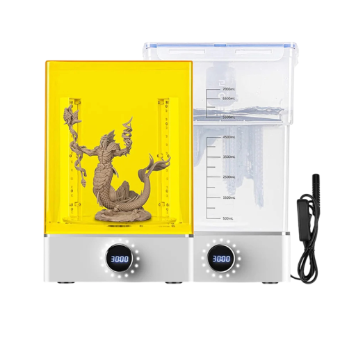 Stazione di lavaggio 7,5L e stazione di polimerizzazione per stampe 3D 36 x 24,5 x 23 cm copertura UV 4x lampade UV piattaforma 360° TFT LCD USB