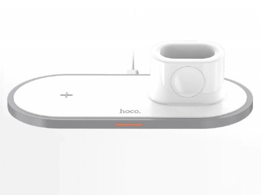 Stazione di ricarica wireless 3 in 1 per telefono e orologi Apple Watch e cuffie AirPods Potenza totale 10 W Connettore USB-C Plastica ABS e PC