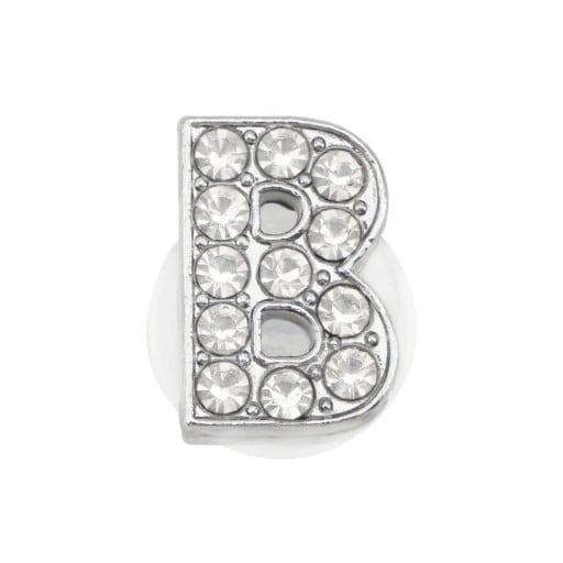 Steentjesdecoratie voor crocs letter B 2,5–3 cm PVC zilveren decoratie voor schoenen ter aanpassing van het uiterlijk van schoeisel en het maken