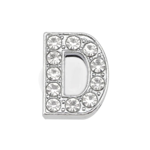 Steinchen Dekoration für Crocs Buchstabe D 2,5–3 cm PVC silberne Dekoration für Schuhe zur Personalisierung von Schuhen und zur Erstellung von Initialen