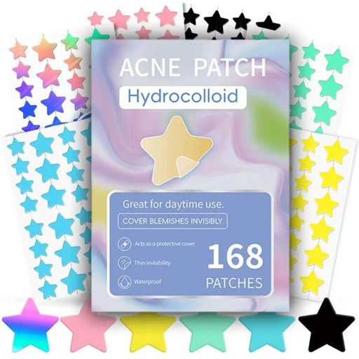 Stele colorate împotriva acneei Plasturi hidrocoloizi pentru cosuri 168 buc. Protectia si vindecarea pielii Ingrijire rapida Plasturi autoadezivi