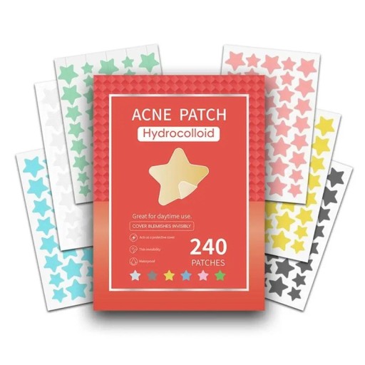 Stele colorate împotriva acneei Plasturi hidrocoloizi pentru cosuri 240 buc. Protectia si vindecarea pielii Ingrijire rapida Plasturi autoadezivi