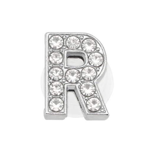 Stenprydnad för crocs bokstaven R 2,5–3 cm PVC silverdekoration för personlig anpassning av skor och att framhäva stilen