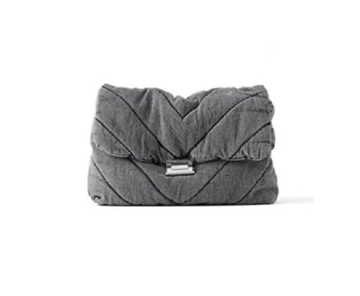 Stepp Damen Crossbody Tasche mit Klappe Jeanslook Tragegurt mit Kette Metallverschluss Baumwolle und Polyester 36 x 28 x 8 cm