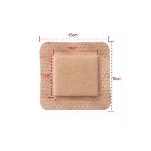 Steril silikonfoambandage vattentät 15 × 15 cm med absorptionslager 11 × 11 cm för sårskydd