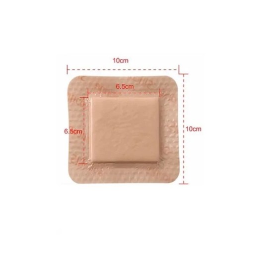 Steril silikonskumförband vattentätt 10 × 10 cm med absorberande kudd 6,5 × 6,5 cm för sår