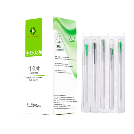 Sterile engangs akupunkturnåle 0,35 x 40 mm med guide rør grøn udførelse pakke 100 stk til akupunktur og massage teknikker