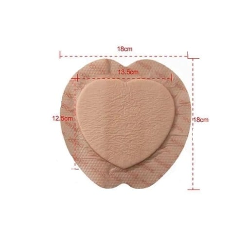 Sterilný silikónový penový obväz v tvare srdca vodotesný 18 × 18 cm s absorpčnou vrstvou na krytie rán