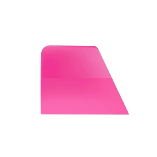 Stěrka na auto šikmá 6,5 x 7,5 x 10 cm plastová růžová škrabka na sklo okna vozu pro čištění rohů a aplikaci fólie