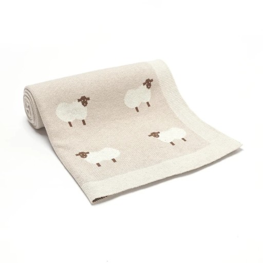 Stickad bomullsfilt för baby 70x90 cm Babyfilt för barnvagn Spjälsängar Färgglatt mönster Nyfödda Spädbarn Sover