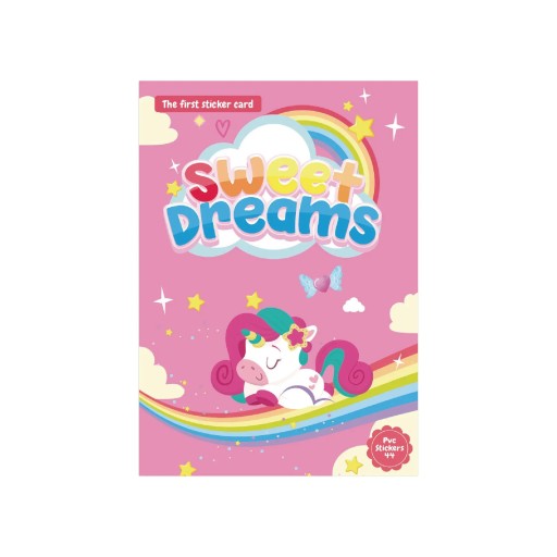 Sticker Book Sweet Dreams with Stickers to Glue on Background 240 x 170 mm PVC Pink Children's Crafting and Playing