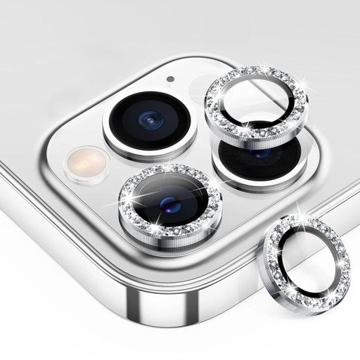 Sticlă de protecție pentru camera din spate pentru iPhone 13 / 13 mini, cadru cu strasuri