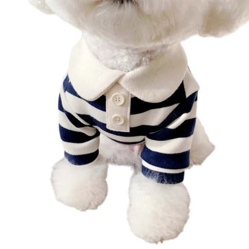 Stilfuld hundetrøje til små og mellemstore hunde 5,5 - 7,5 kg Bomuld Let og åndbar poloshirt Elegant tøj til hunde Behageligt snit