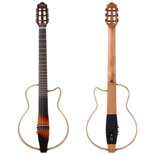 Stille Reisgitaar V-glorify Afneembare Body 6 Nylon Snaren 20 Fretten Sapeli Hout Ingebouwde Pickup 101 cm Bruin