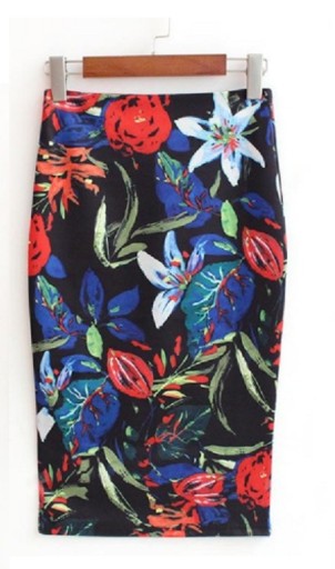 Stilvoller Damenrock mit Blumen J501