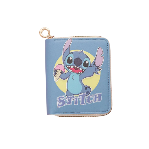 Stitch Myntväska 11 x 8,5 cm Anime Dragkedja Väska PU Läder Korthållare Söt Design Present till Studenter Kawaii Plånbok