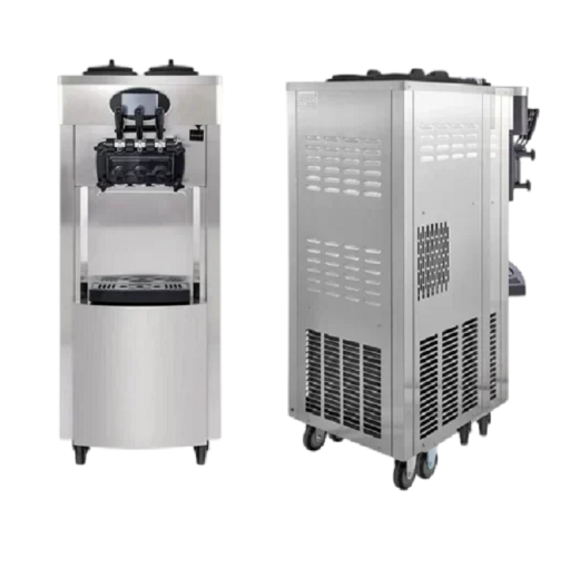 Stojací stroj na točenou zmrzlinu Výrobník zmrzliny na 3 příchutě 2200W s LCD panelem 54 x 59 x 136 cm