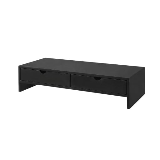 Stojan na monitor 47 x 18 x 11 cm z dwoma szufladami i miejscem na klawiaturę pod blatem jako organizer na biurko