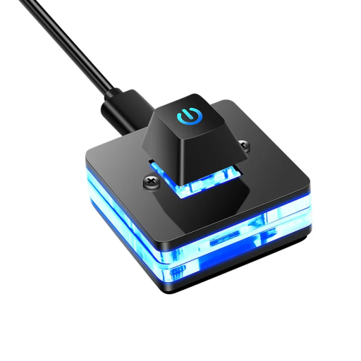 Stolní počítačový mechanický spínač s modrým podsvícením 1,8m kabel Samolepící základna 3,9 x 3,9 x 1,6 cm Přepínač pro PC a periferie
