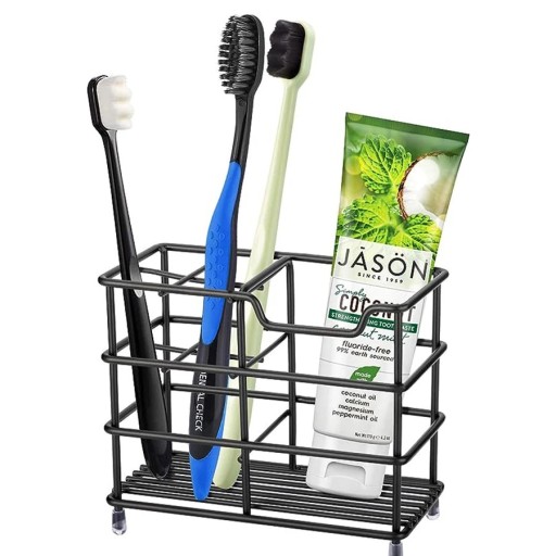 Stolowy organizator z nierdzewnej stali 12 x 10,2 cm Wolnostojący uchwyt na szczoteczki do zębów, kosmetyki i pędzle Więcej przegródek stojak łazienkowy