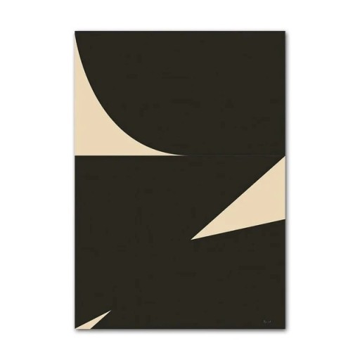 Stor abstrakt vægplakat sort geometri 50 × 70 cm tryk på lærred sort-beige minimalistisk motiv indretningsdekoration
