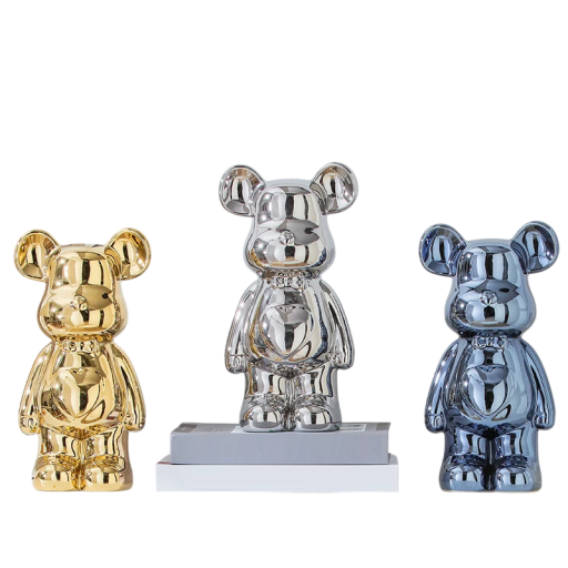 Stor keramisk bjørnefigur 27 x 14 x 10 cm Glansfuld glasur Design dekoration til indretning Dekorativ skulptur til kommode hylde