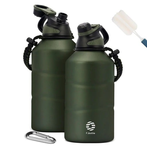 Storkapacitets sporttermos 1900 ml med magnetiskt gummilock Rostfritt stål rep-handtag för sport och vandring