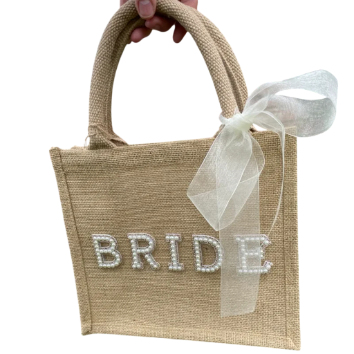 Strandtas Bride 30 x 30 x 10 cm Natuurlijke uitstraling Cadeautas voor de bruid Vrijgezellenfeest