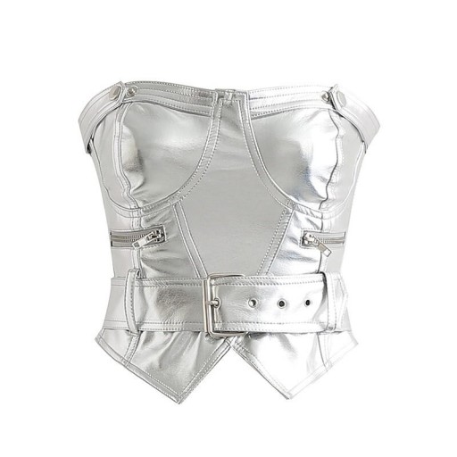 Strapless leren top voor dames