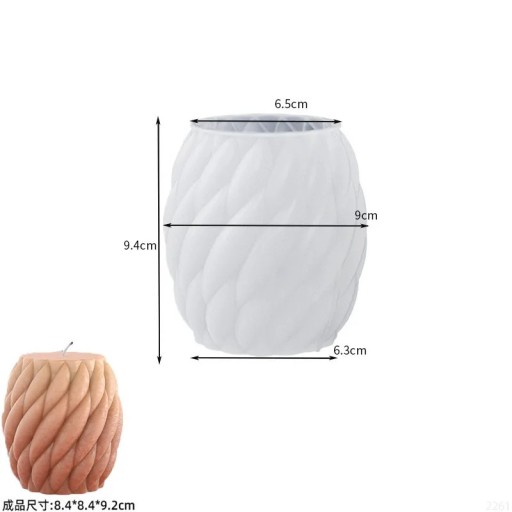 Střední forma na výrobu svíček a mýdla Ovál se spirálovým vzorem 8,4 x 8,4 x 9,2 cm Silikonová forma na dekorace