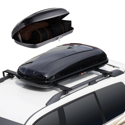 Střešní box na auto WP3001 uzamykatelný 1882 x 773 x 400 mm s úložným prostorem navíc a lanem 2 m černý na cesty dovolenou i zavazadla