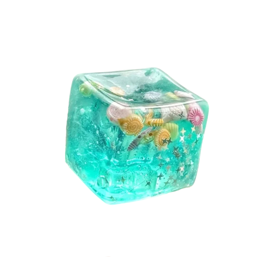 Stress Relief Ocean Gel Squishy Cube 4.5 cm Soft TPR Transparent Toy with Decoration Hand Relaxation Aid