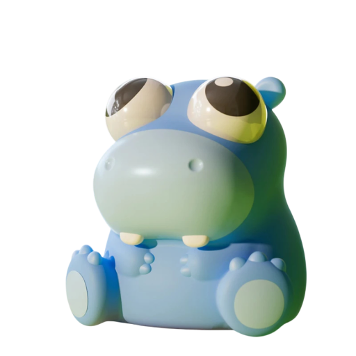 Stress Relief Squeezy Hippo 7 cm Cute Animal with Bulging Eyes Toy for Children and Adults Against Stress